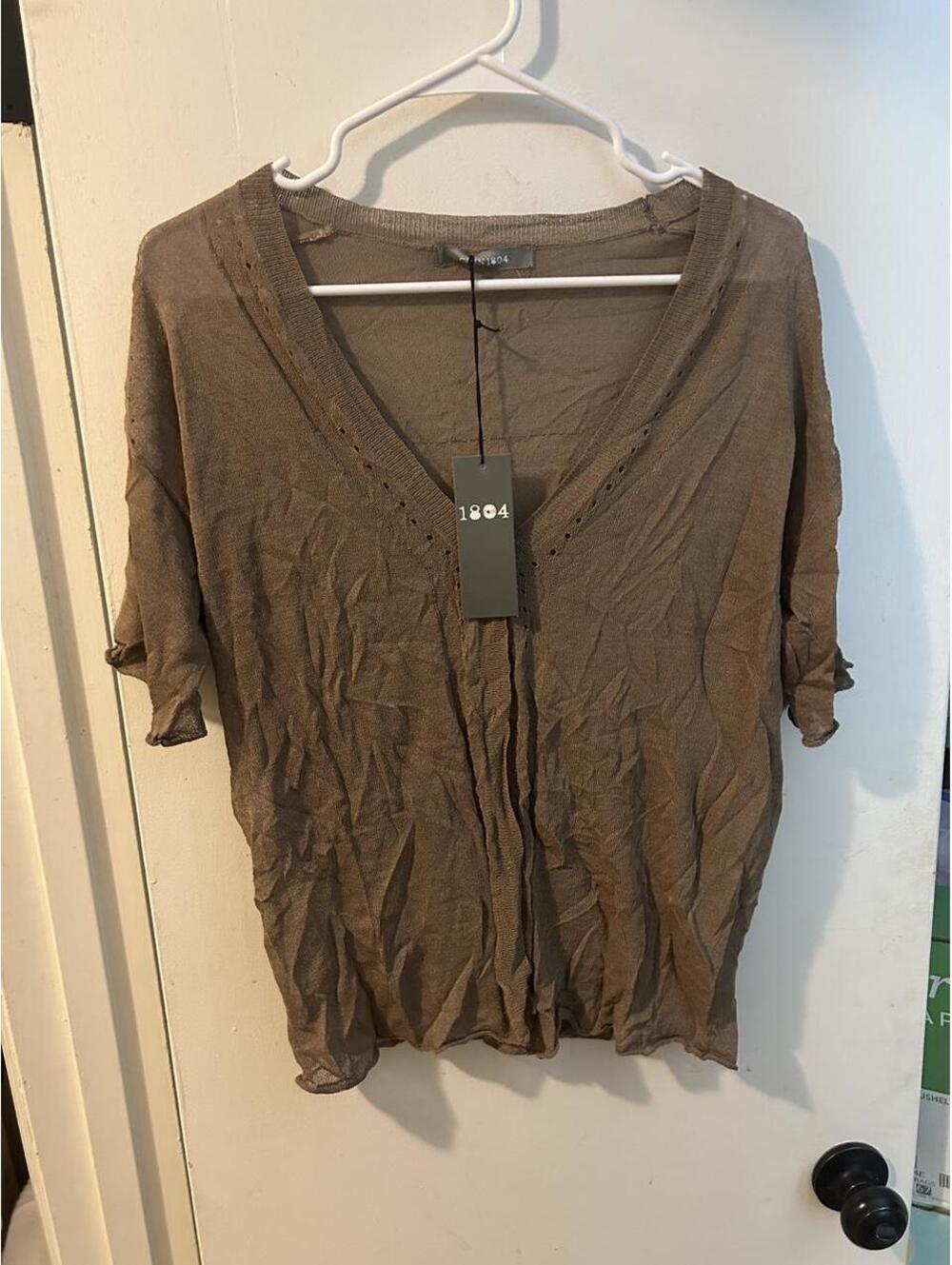 NWT Coin 1804 brown cardigan with eyelet detailing, size S.